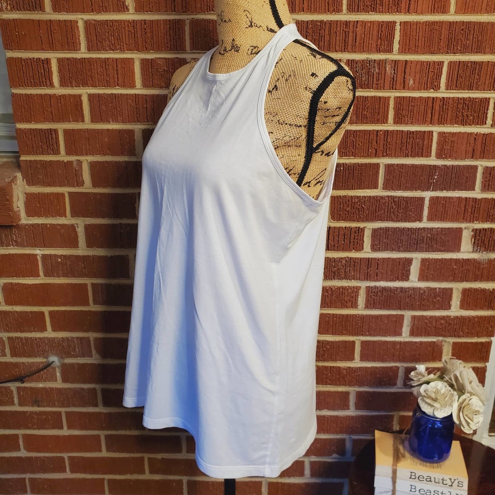 Lululemon Women White Racerback Open Solid Athletic Tank Top Medium Breathable